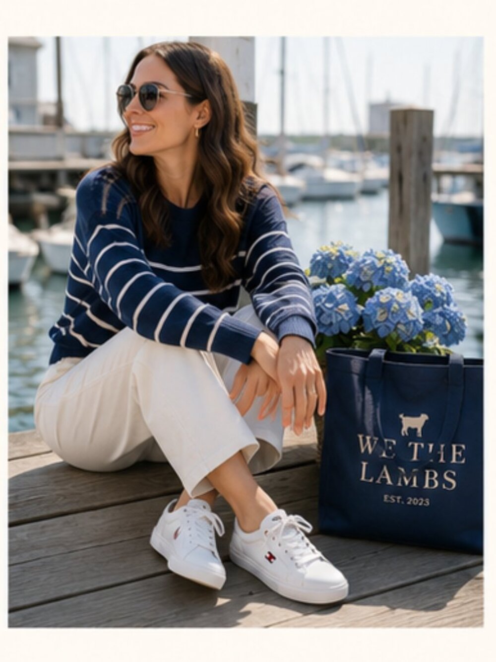 Tommy Hilfiger White Lace Up Sneakers 8.5 Preppy Coastal Resort